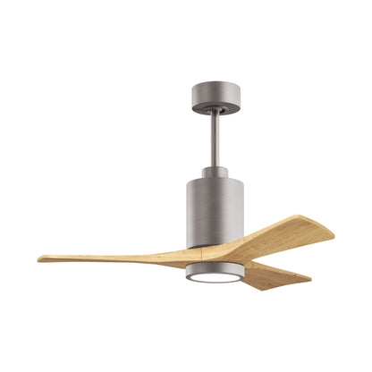 Patricia 3 Indoor / Outdoor LED Ceiling Fan in Brushed Nickel/Light Maple (42-Inch).