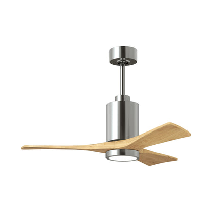 Patricia 3 Indoor / Outdoor LED Ceiling Fan in Polished Chrome/Light Maple (42-Inch).