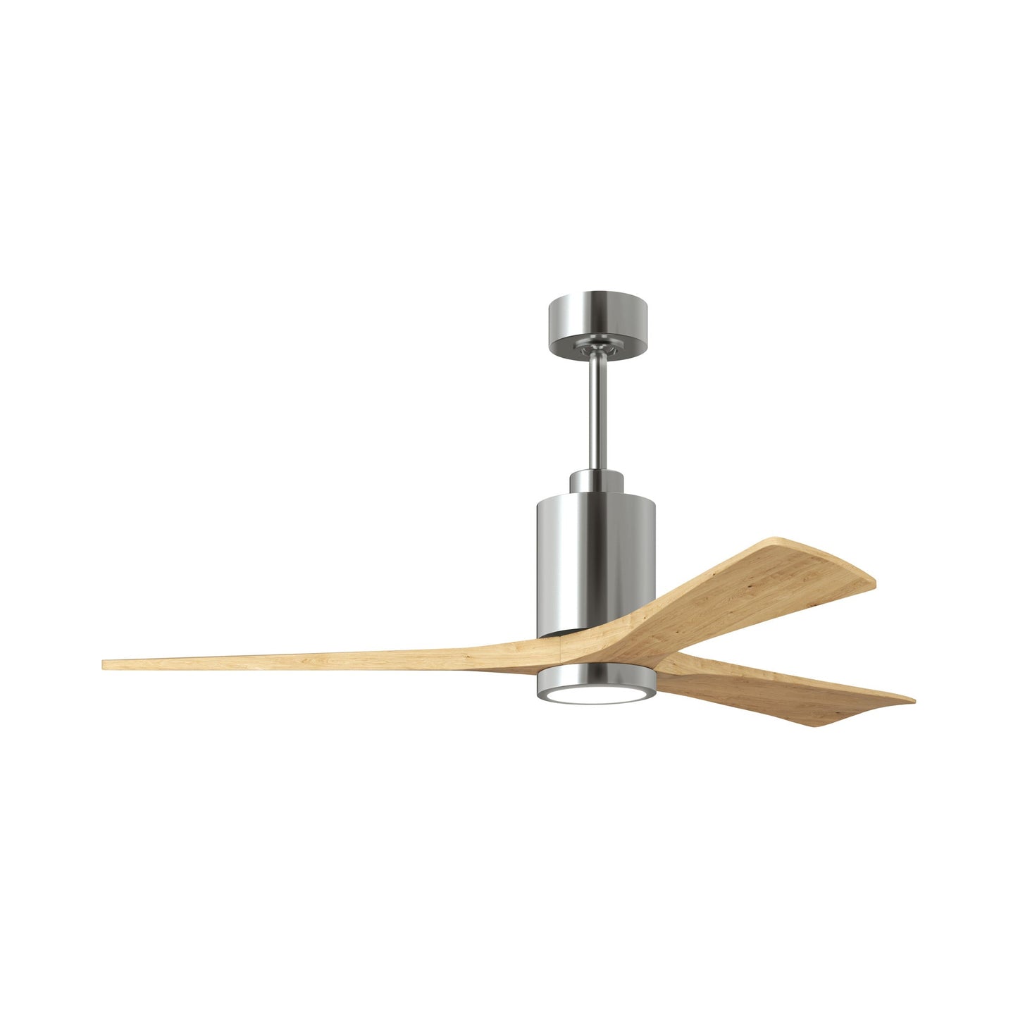 Patricia 3 Indoor / Outdoor LED Ceiling Fan in Polished Chrome/Light Maple (60-Inch).
