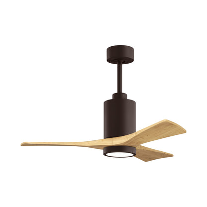 Patricia 3 Indoor / Outdoor LED Ceiling Fan in Textured Bronze/Light Maple (42-Inch).