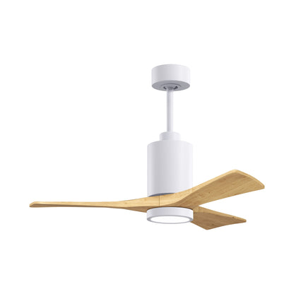 Patricia 3 Indoor / Outdoor LED Ceiling Fan in Gloss White/Light Maple (42-Inch).