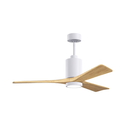 Patricia 3 Indoor / Outdoor LED Ceiling Fan in Gloss White/Light Maple (52-Inch).