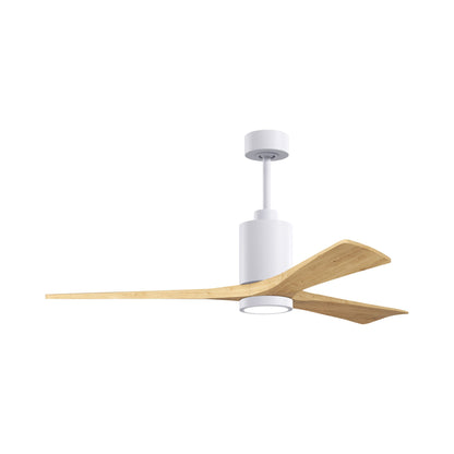 Patricia 3 Indoor / Outdoor LED Ceiling Fan in Gloss White/Light Maple (60-Inch).