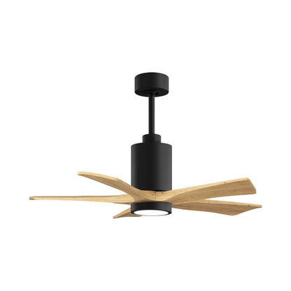 Patricia 5 Indoor / Outdoor LED Ceiling Fan in Matte Black/Light Maple Tone (42-Inch).
