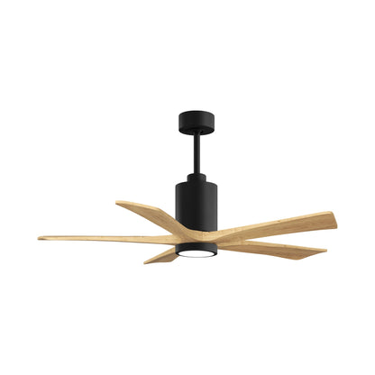 Patricia 5 Indoor / Outdoor LED Ceiling Fan in Matte Black/Light Maple Tone (52-Inch).
