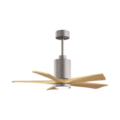 Patricia 5 Indoor / Outdoor LED Ceiling Fan in Brushed Nickel/Light Maple Tone (42-Inch).
