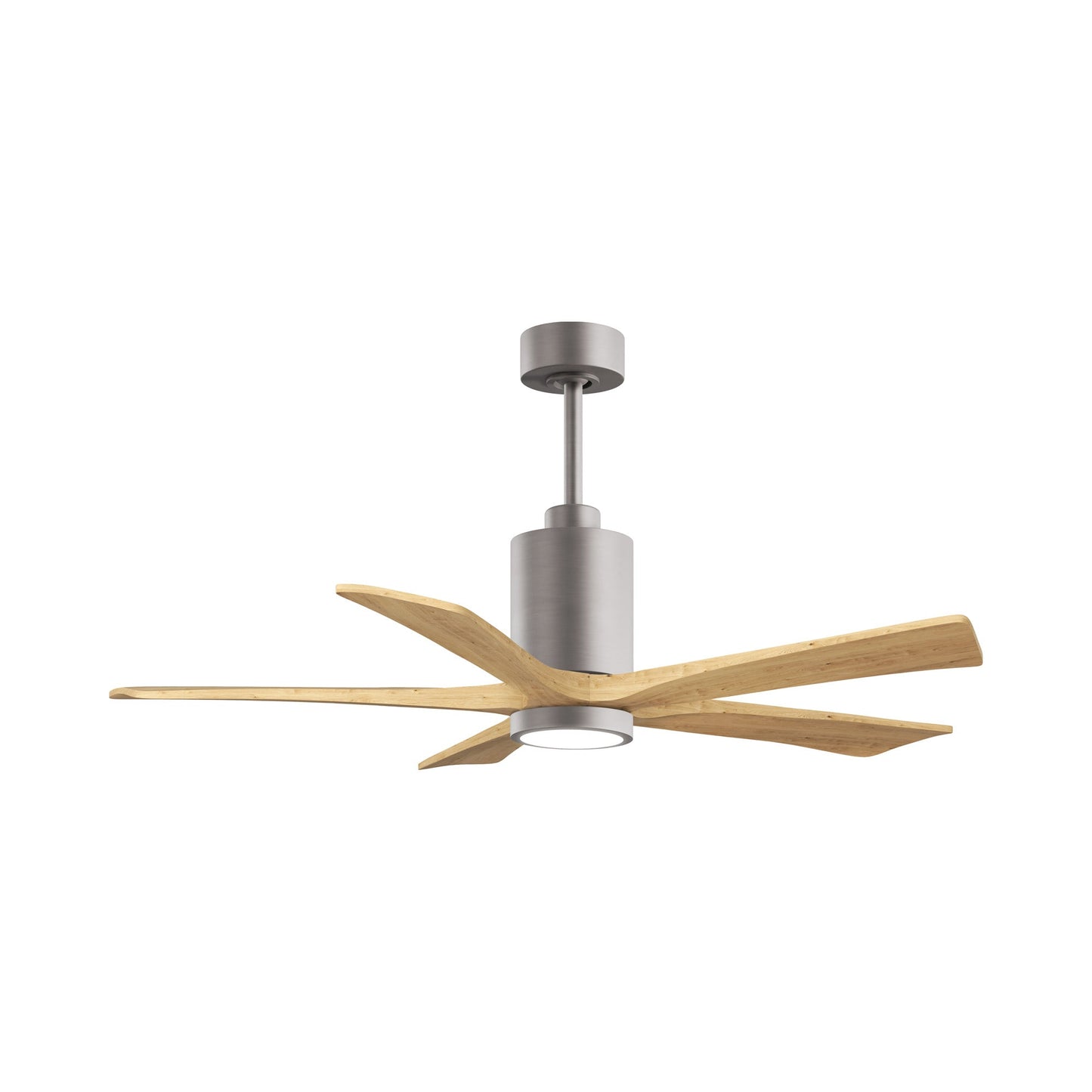 Patricia 5 Indoor / Outdoor LED Ceiling Fan in Brushed Nickel/Light Maple Tone (52-Inch).