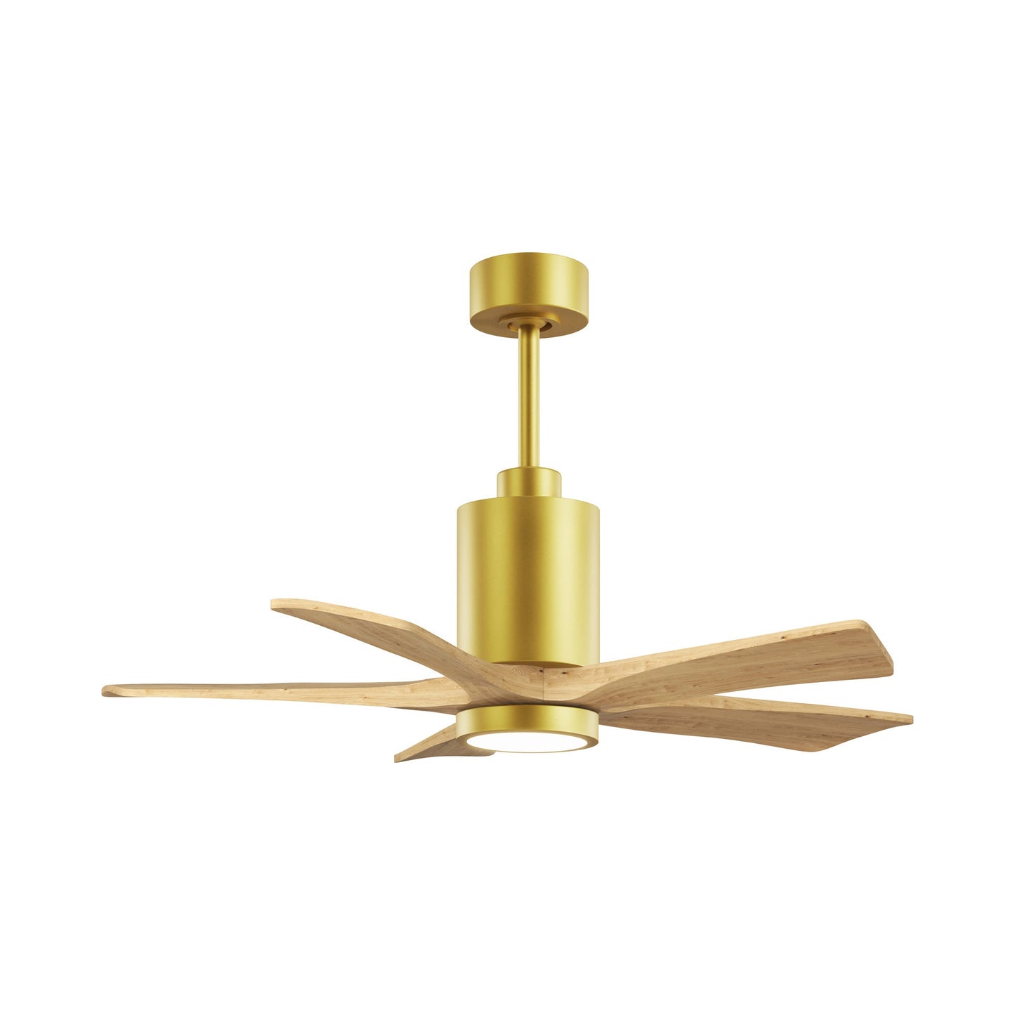 Patricia 5 Indoor / Outdoor LED Ceiling Fan in Brushed Brass/Light Maple Tone (42-Inch).