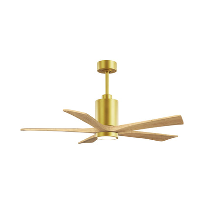 Patricia 5 Indoor / Outdoor LED Ceiling Fan in Brushed Brass/Light Maple Tone (52-Inch).