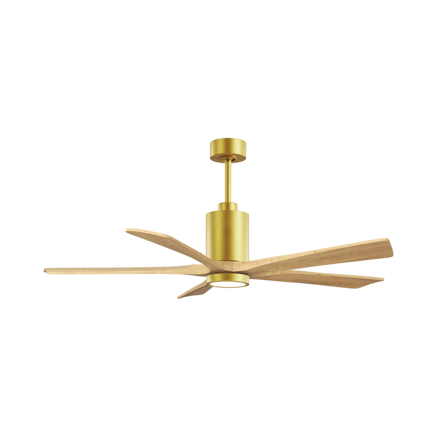 Patricia 5 Indoor / Outdoor LED Ceiling Fan in Brushed Brass/Light Maple Tone (60-Inch).