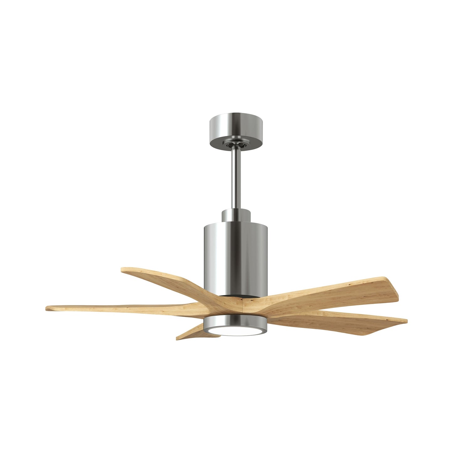 Patricia 5 Indoor / Outdoor LED Ceiling Fan in Polished Chrome/Light Maple Tone (42-Inch).