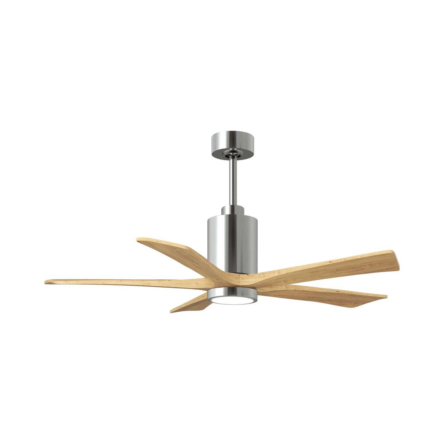Patricia 5 Indoor / Outdoor LED Ceiling Fan in Polished Chrome/Light Maple Tone (52-Inch).