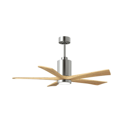 Patricia 5 Indoor / Outdoor LED Ceiling Fan in Polished Chrome/Light Maple Tone (52-Inch).