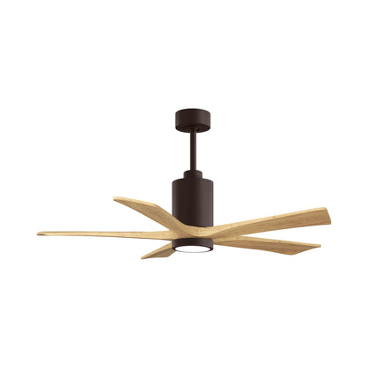 Patricia 5 Indoor / Outdoor LED Ceiling Fan in Textured Bronze/Light Maple Tone (52-Inch).