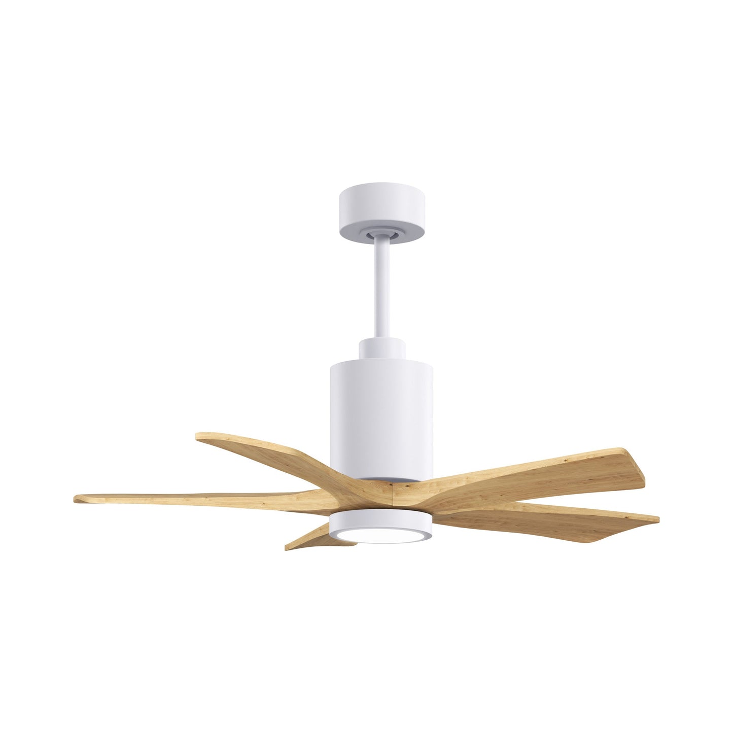 Patricia 5 Indoor / Outdoor LED Ceiling Fan in Gloss White/Light Maple Tone (42-Inch).