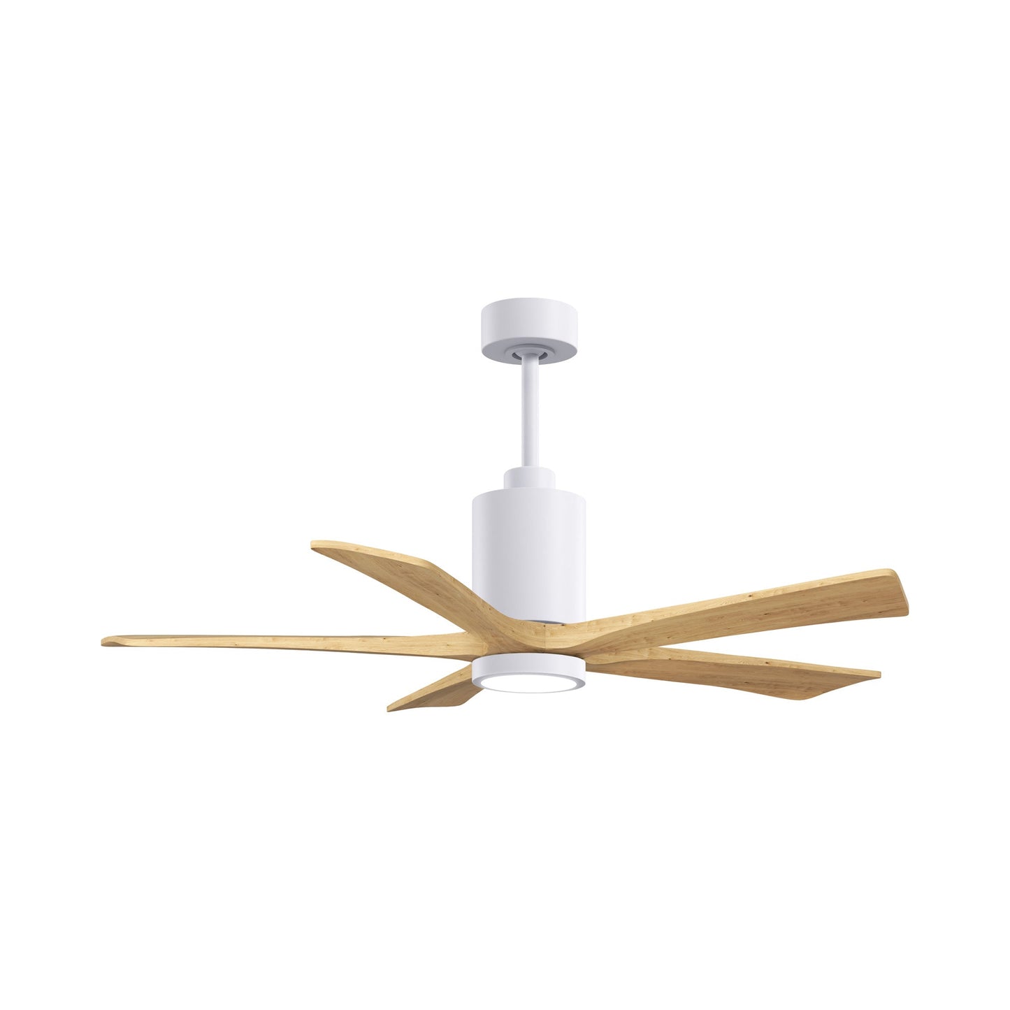 Patricia 5 Indoor / Outdoor LED Ceiling Fan in Gloss White/Light Maple Tone (52-Inch).