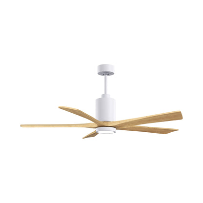 Patricia 5 Indoor / Outdoor LED Ceiling Fan in Gloss White/Light Maple Tone (60-Inch).