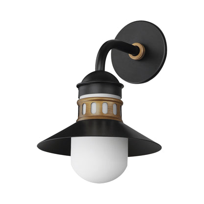 Admiralty Outdoor Wall Light in Black/Antique Brass (9.75-Inch).