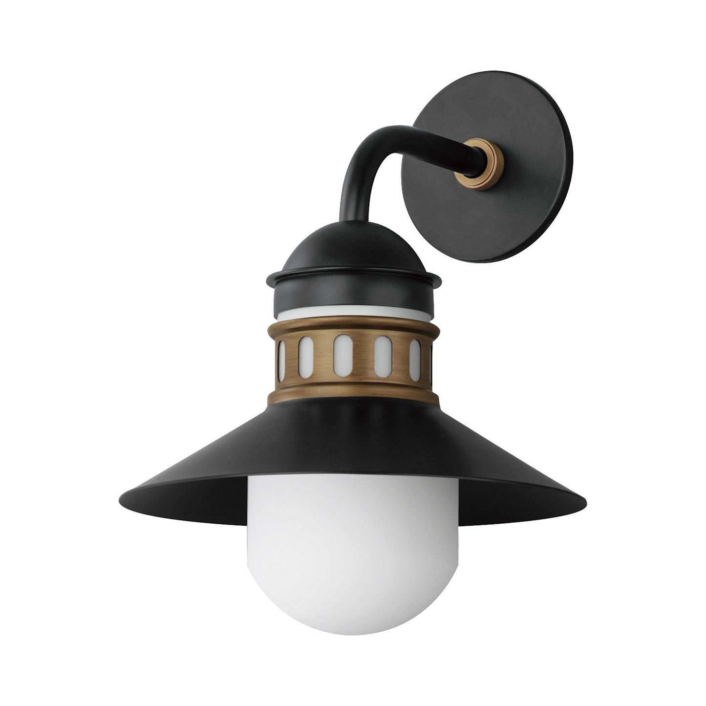 Admiralty Outdoor Wall Light in Black/Antique Brass (12-Inch).