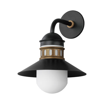 Admiralty Outdoor Wall Light in Black/Antique Brass (12-Inch).