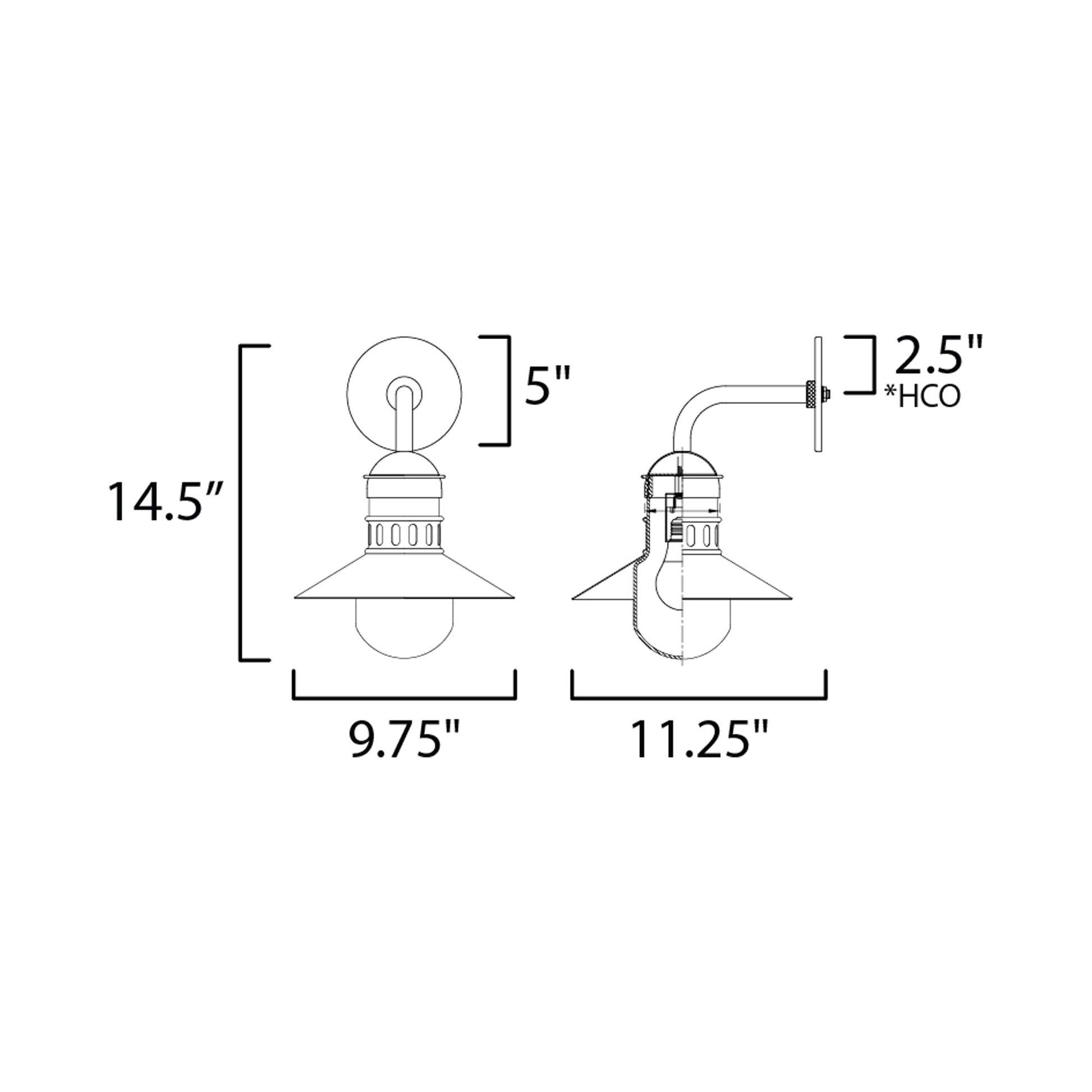 Admiralty Outdoor Wall Light - line drawing.