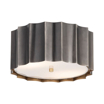 Allegra Flush Mount Ceiling Light in Gunmetal/Gold.
