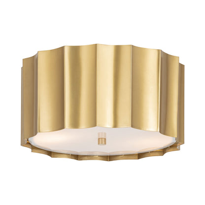 Allegra Flush Mount Ceiling Light in Weathered Brass.