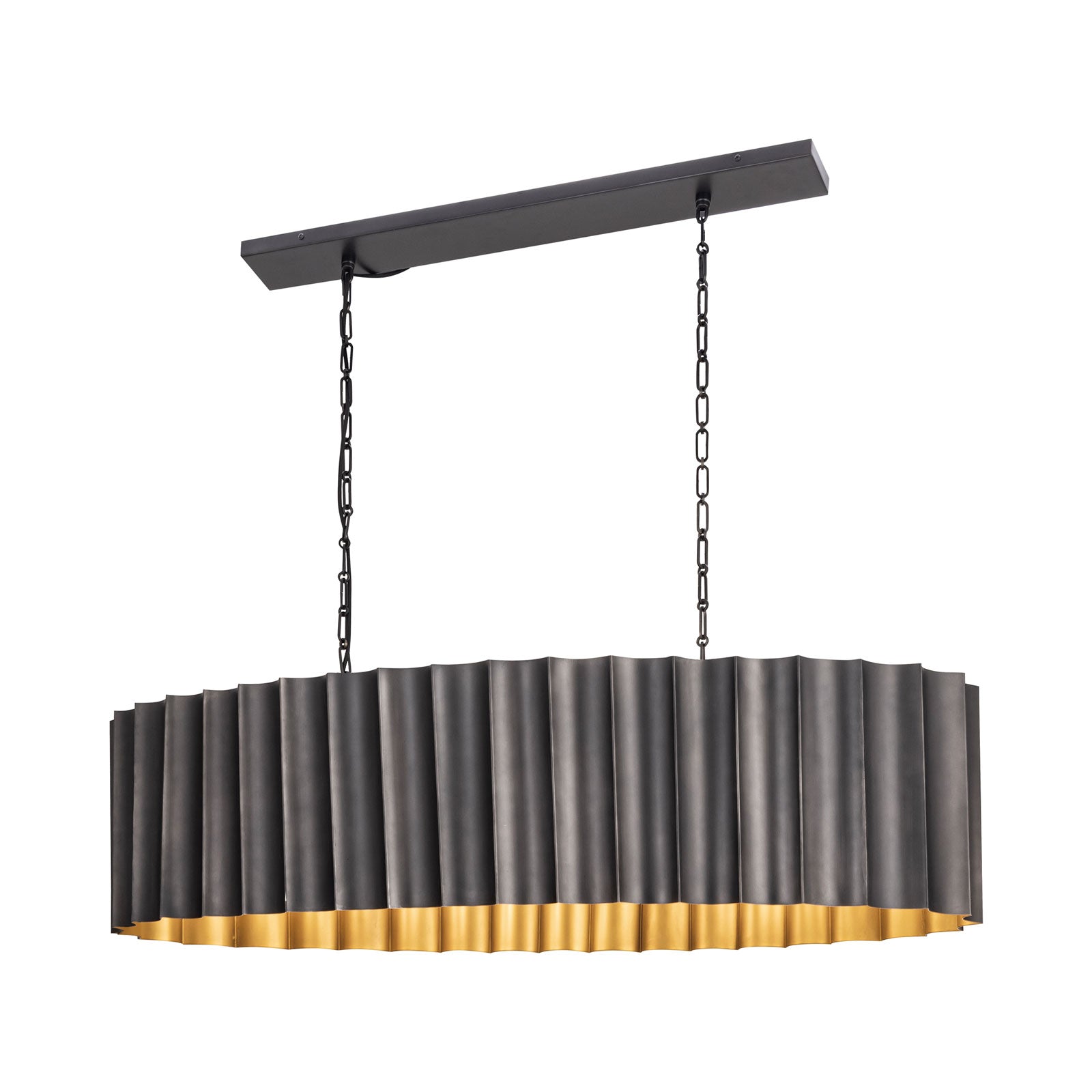 Allegra Linear Pendant Light in Gunmetal/Gold.