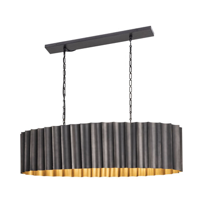 Allegra Linear Pendant Light in Gunmetal/Gold.