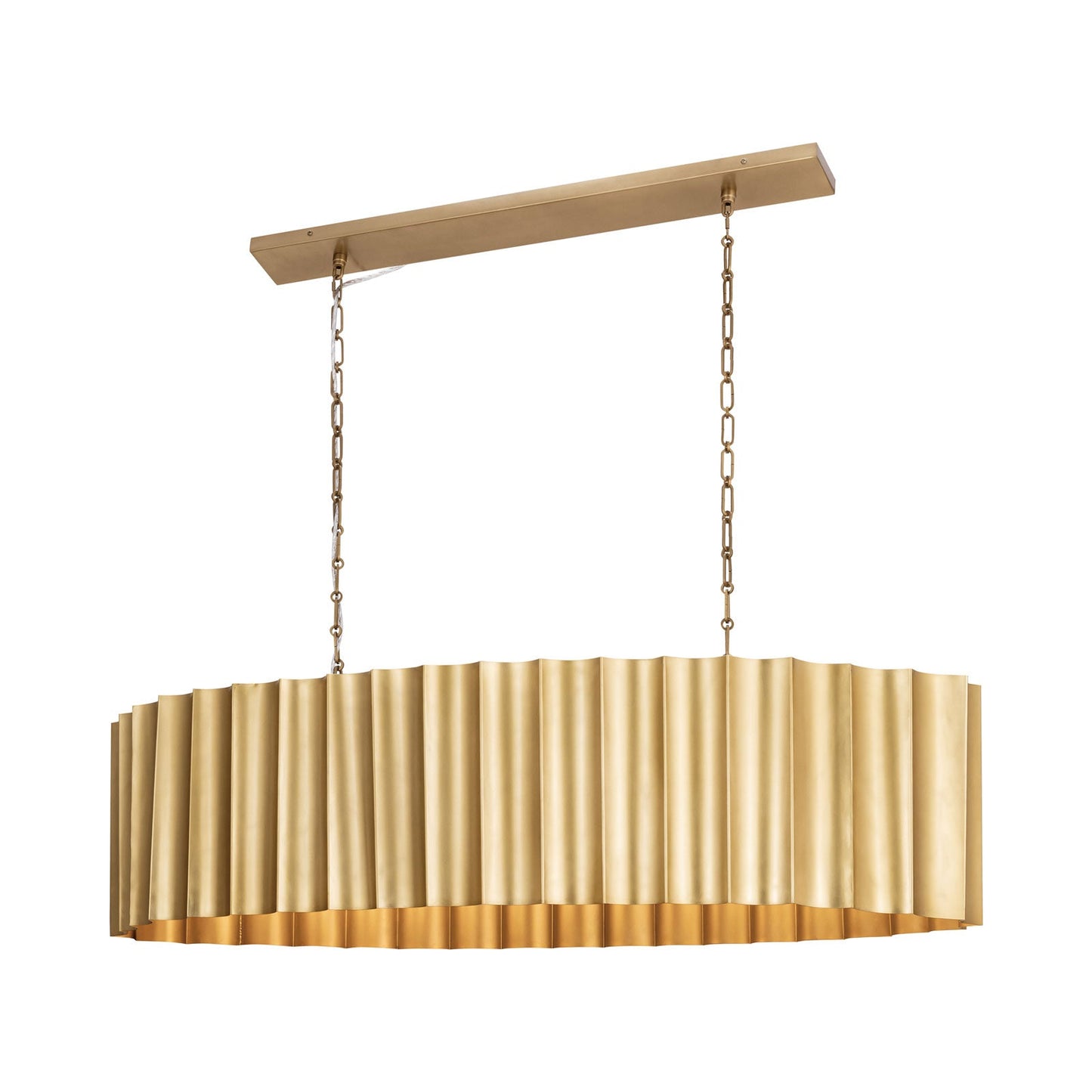 Allegra Linear Pendant Light in Weathered Brass.