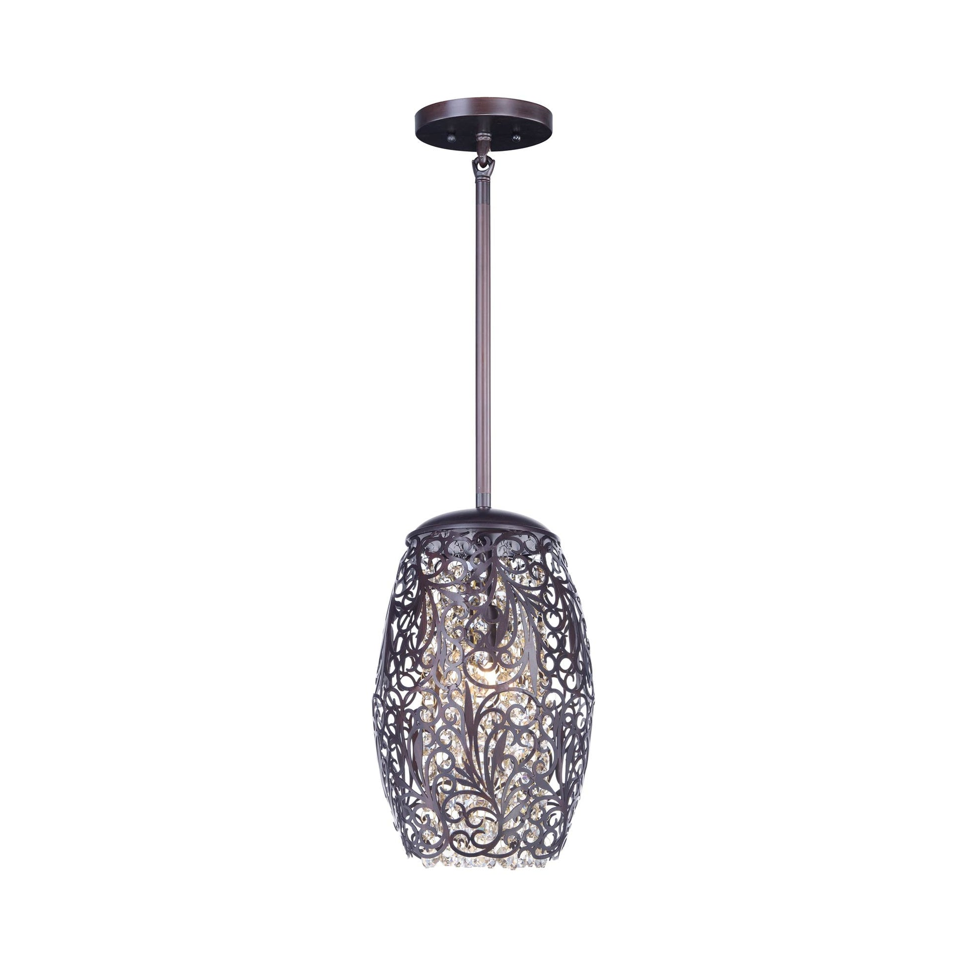 Arabesque Crystal Pendant Light in Oil Rubbed Bronze (11-Inch).