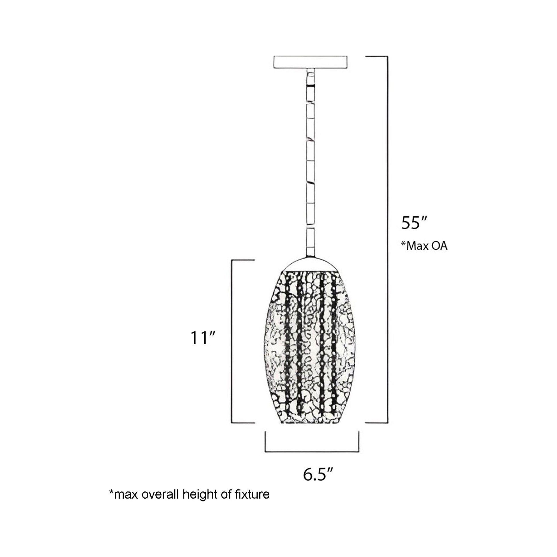 Arabesque Crystal Pendant Light - line drawing.