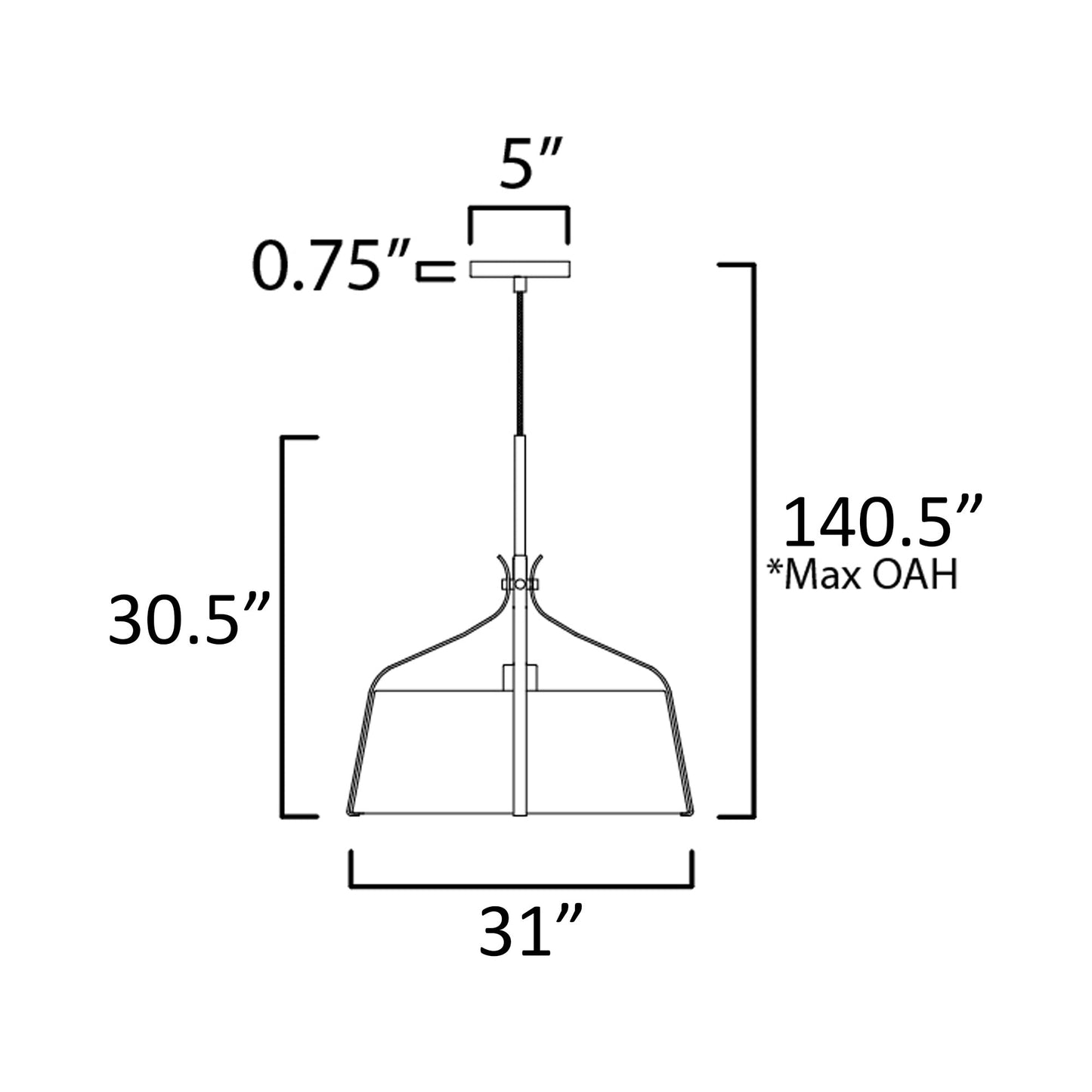 Bandera Multi Light Pendant Light - line drawing.