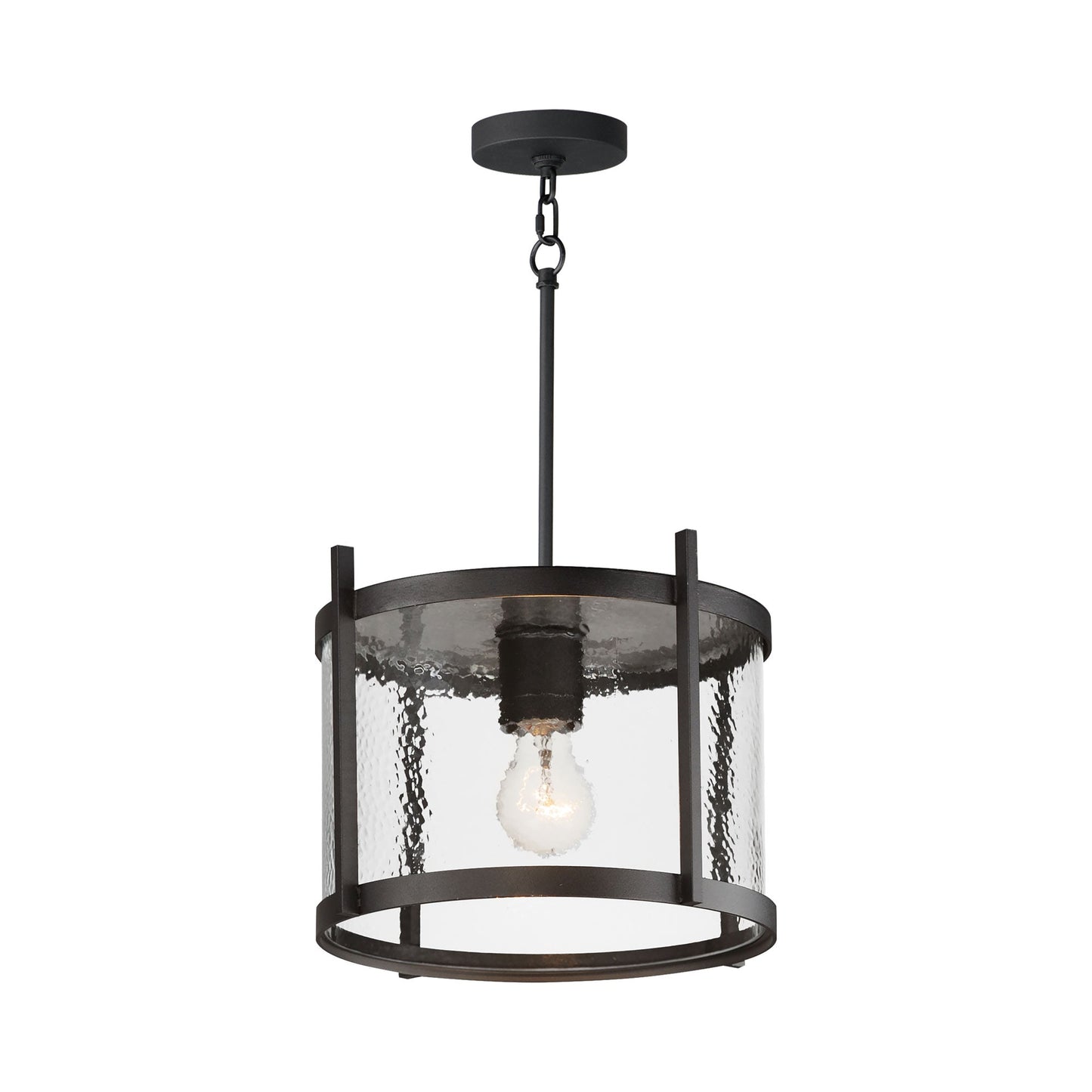 Belfry Outdoor Semi-Flush Convertible Pendant Light in Hammer glass.
