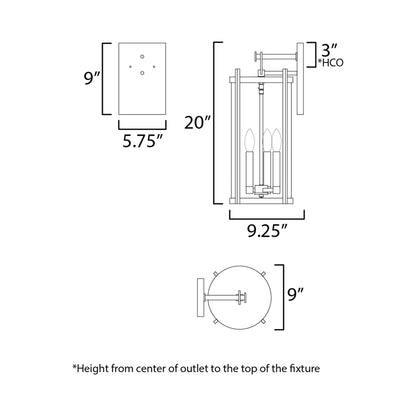 Belfry Outdoor Wall Light - line drawing.