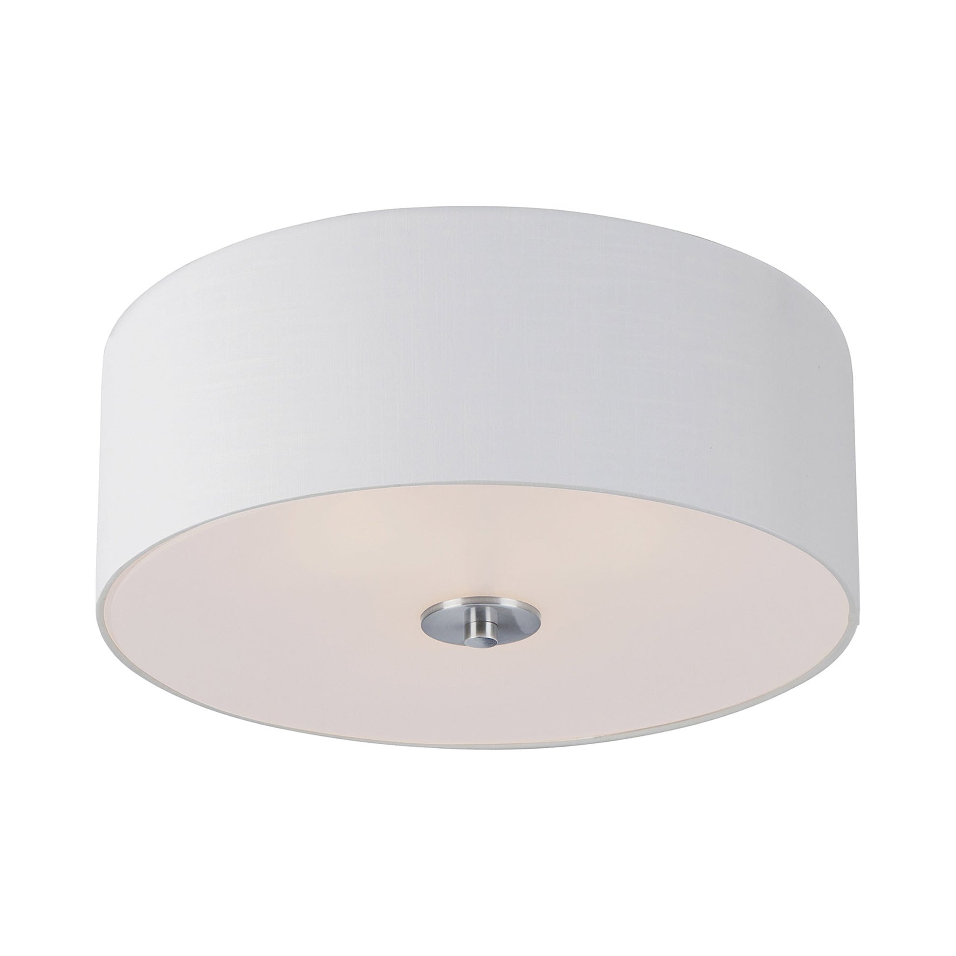 Bongo Flush Mount Ceiling Light in Satin Nickel.