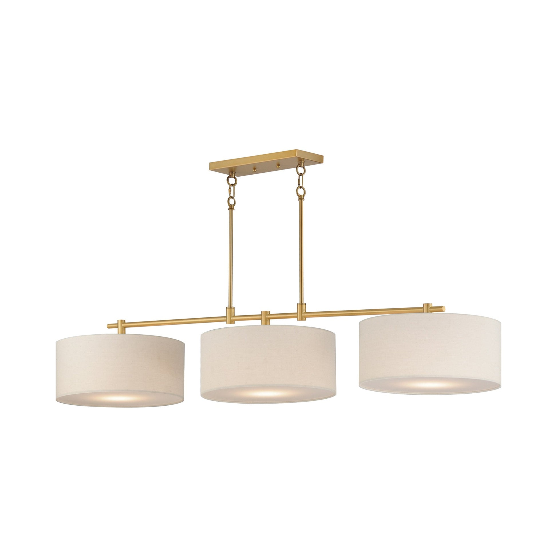 Bongo Linear Pendant Light in Natural Aged Brass (3-Light).