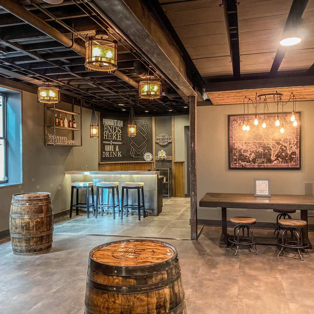 Boundry Flush Mount Ceiling Light in restaurant.