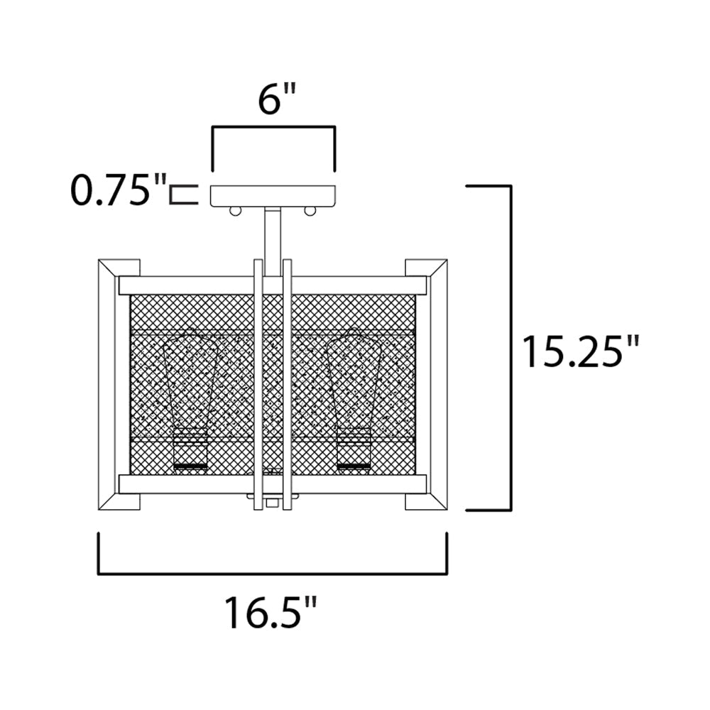 Boundry Flush Mount Ceiling Light - line drawing.