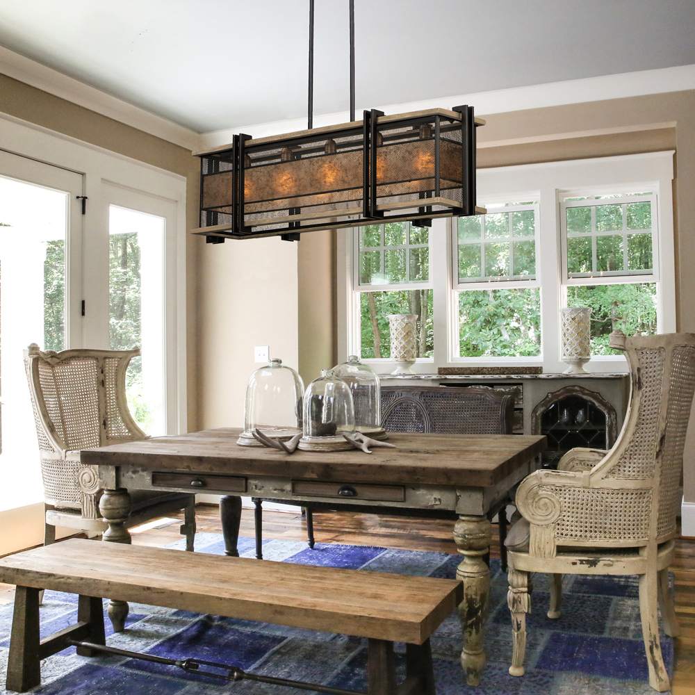 Boundry Linear Pendant Light in living room.