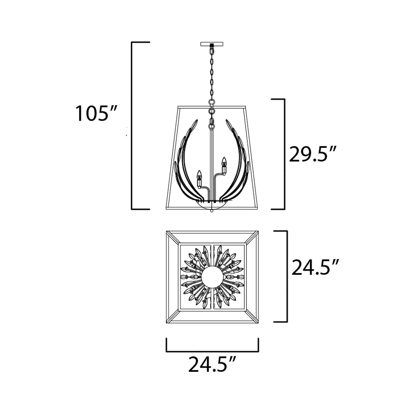 Bouquet Pendant Light - line drawing.