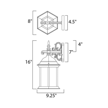 Builder Outdoor Cube Wall Light - line drawing.