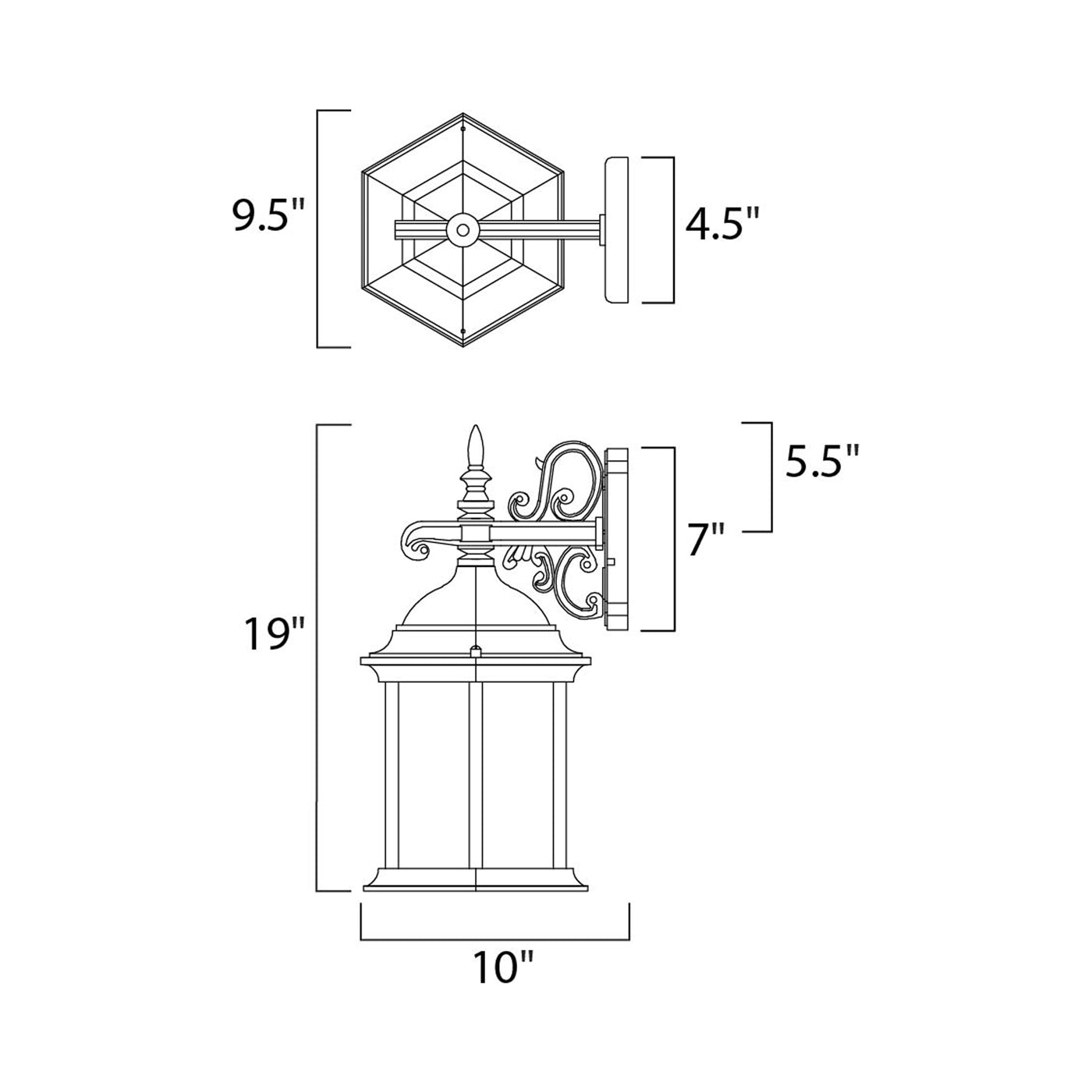 Builder Outdoor Cube Wall Light - line drawing.