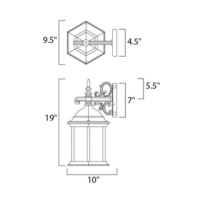 Builder Outdoor Cube Wall Light - line drawing.