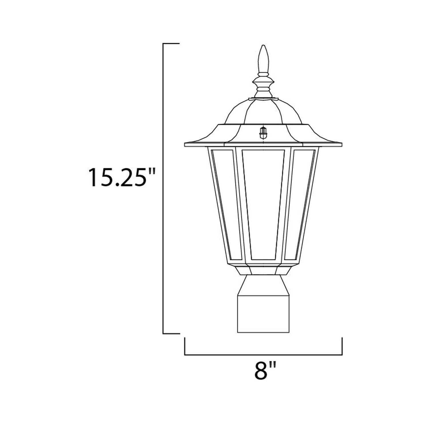 Builder Outdoor Post Light - line drawing.