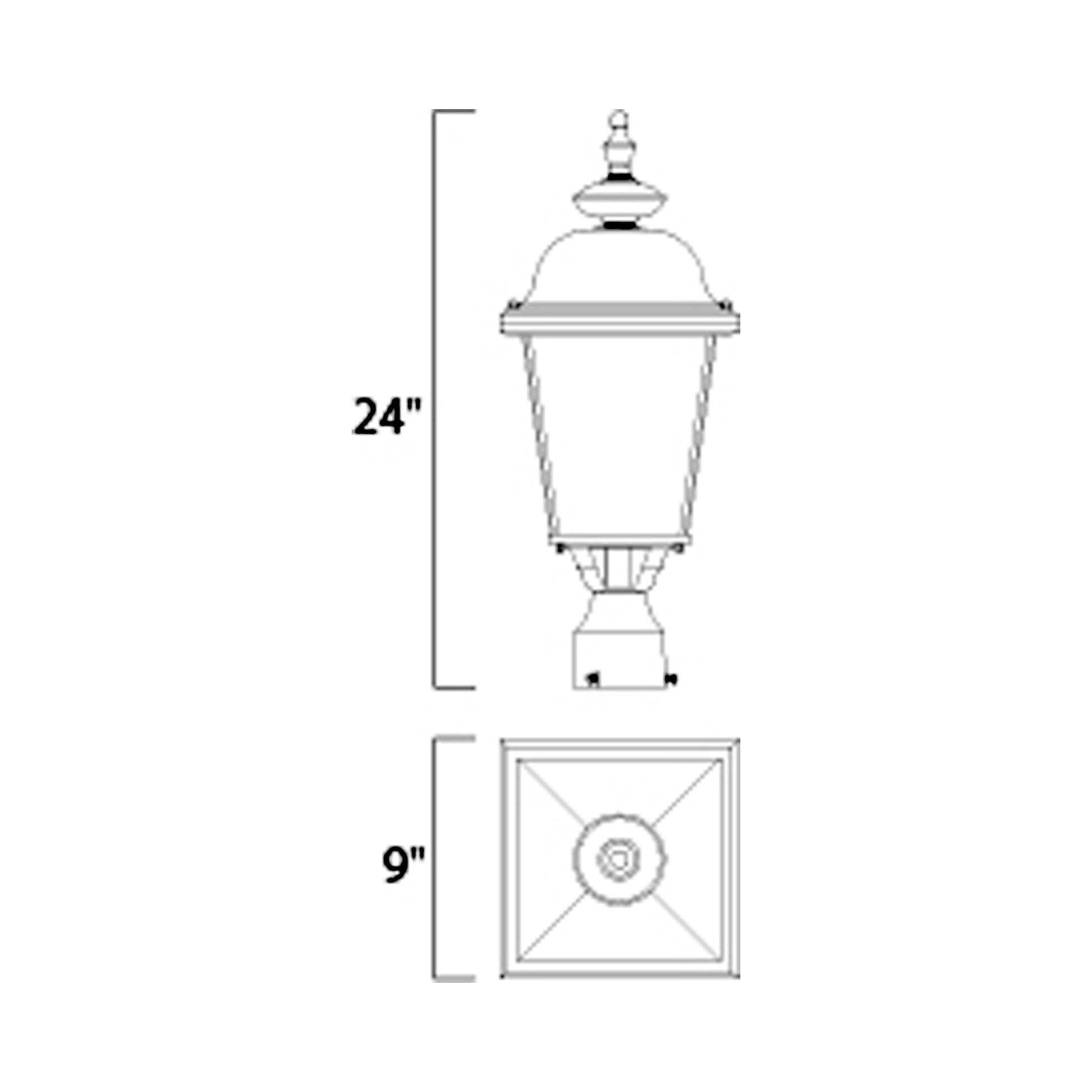 Builder Outdoor Post Light - line drawing.