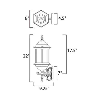 Builder Outdoor Uplight Wall Light - line drawing.
