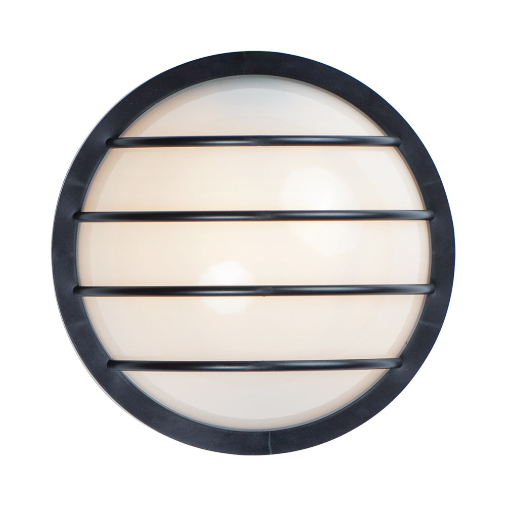 Bulwark Outdoor Round Wall Light in Black.