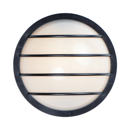 Bulwark Outdoor Round Wall Light in Black.