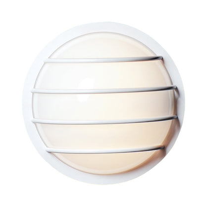 Bulwark Outdoor Round Wall Light in White.